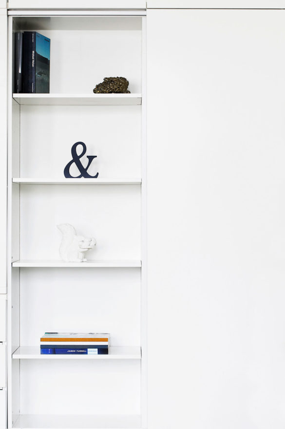 House of Sylphina, minimalist interior design, London. Shelf design and styling.