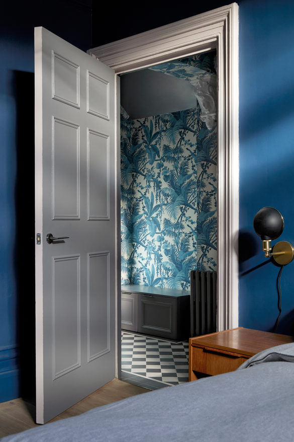 House of Sylphina. Interior designer, North London. Blue bedroom.