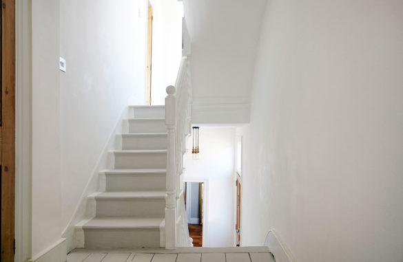 House of Sylphina interior design, Stoke Newington. Bright white hallway.