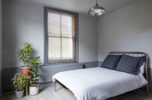 House of Sylphina, contemporary interior design, Stoke Newington. Grey bedroom interior design.