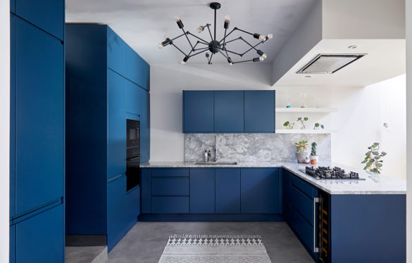 House of Sylphina. Interior designer, North London. Blue kitchen.